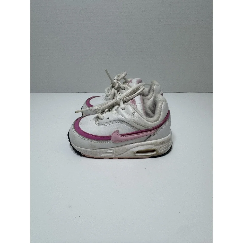 Nike Air Max 90 Shoes Youth Size 4C Pink White FZ3557-100 Mesh Lace‎ Up Sneakers